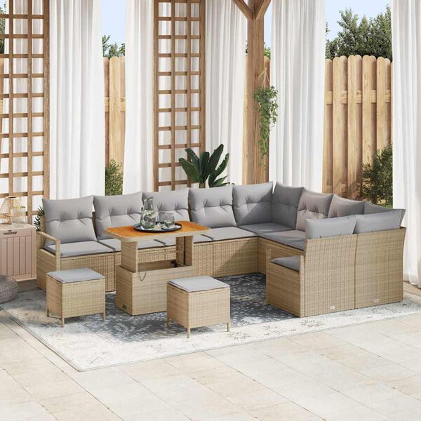 vidaXL Conjunto de Sofá de Jardim 12 pcs Bege Rattan Sintético