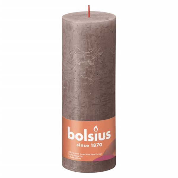 Bolsius Velas r&uacute;sticas cil&iacute;ndricas Shine 4pcs 190x68mm cinza-acastanh.