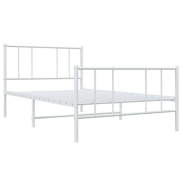vidaXL Estrutura de cama com cabeceira e p&eacute;s 90x200 cm metal branco