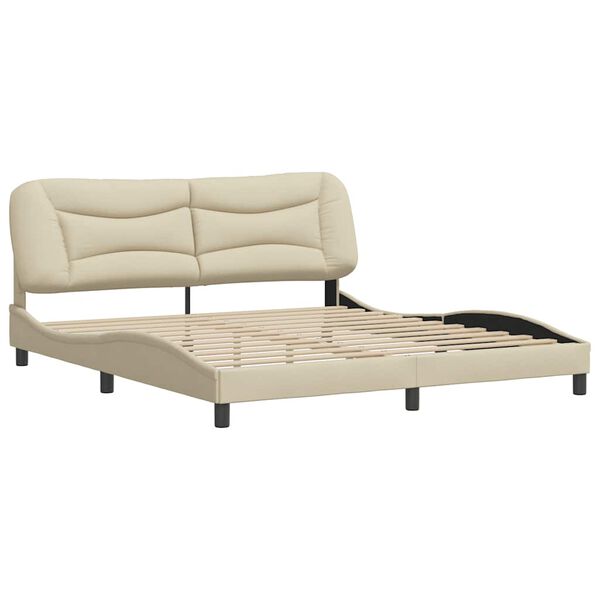 vidaXL Estrutura de cama sem colch&atilde;o Hvar 180x200 cm tecido cor creme