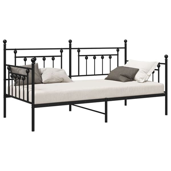 vidaXL Estrutura de cama de dia Preto 100 x 200 cm A&ccedil;o