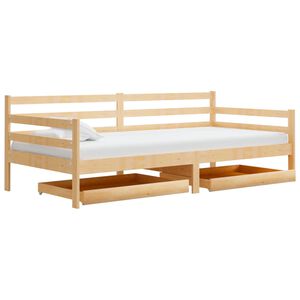 vidaXL Sof&aacute;-cama com gavetas 90x200 cm pinho maci&ccedil;o