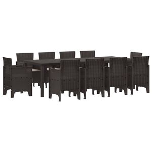 vidaXL Conjunto de Jantar para Jardim 11 unid. Castanho Polipropileno