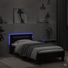vidaXL Estrutura de cama com cabeceira e luzes LED 75x190 cm preto