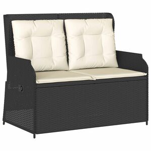 vidaXL Banco de jardim com almofada Preto Rattan Sintético