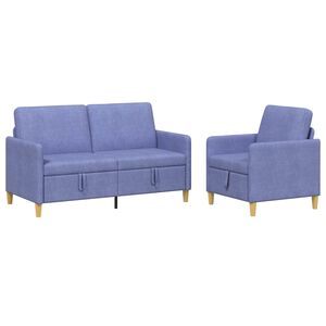 vidaXL Conjunto de Sof&aacute; com Armazenamento 2 unid. Azul Jeans Poli&eacute;ster