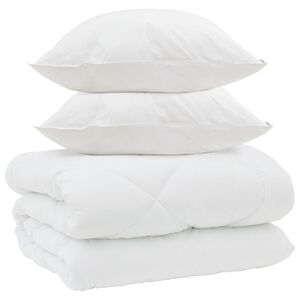 vidaXL Edredom de Inverno com travesseiro 3 pcs Branco Microfibra