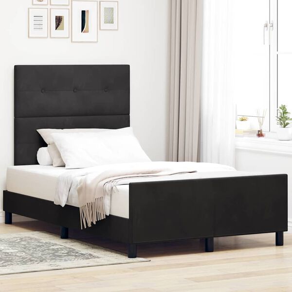 vidaXL Cama Box com cabeceira Preto 120 x 200 cm Veludo