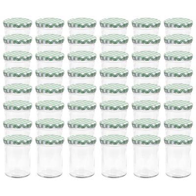 vidaXL Frascos de vidro com tampas brancas e verdes 48 pcs 400 ml