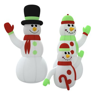 vidaXL Família bonecos de neve insuflável com luzes LED 500 cm