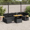 vidaXL 8 pcs conjunto sof&aacute;s jardim com almofad&otilde;es vime PE/ac&aacute;cia preto