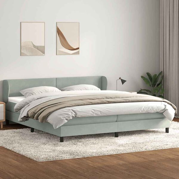 vidaXL Cama com molas/colch&otilde;es 180x210 cm veludo cinzento-claro