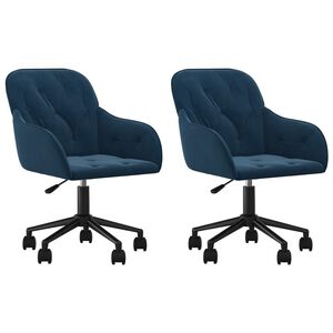 vidaXL Cadeiras de jantar girat&oacute;rias 2 pcs veludo azul
