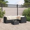 vidaXL 5 pcs conjunto lounge de jardim c/ almofad&otilde;es vime PE preto