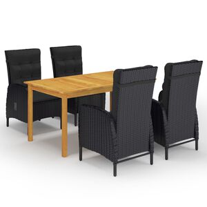 vidaXL 5 pcs conjunto de jantar para jardim preto