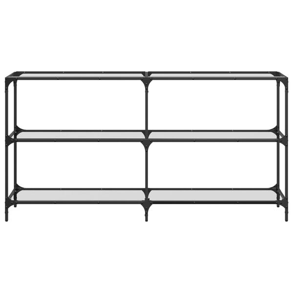vidaXL Mesa consola com tampo em vidro transparente 158,5x30x81 cm a&ccedil;o