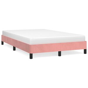 vidaXL Estrutura de cama com colch&atilde;o 120x190 cm veludo rosa