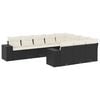 vidaXL 10 pcs conjunto sof&aacute;s de jardim c/ almofad&otilde;es vime PE preto