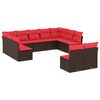vidaXL Conjunto de sof&aacute; de jardim com 11 pe&ccedil;as e almofadas em rattan sint&eacute;tico marrom