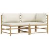 vidaXL 2 pcs conj. lounge p/ jardim em bambu c/ almofad&otilde;es branco nata