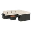 vidaXL 9 pcs conjunto de sof&aacute;s p/ jardim c/ almofad&otilde;es vime PE preto