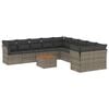 vidaXL 11 pcs conjunto sof&aacute;s de jardim c/ almofad&otilde;es vime PE cinzento