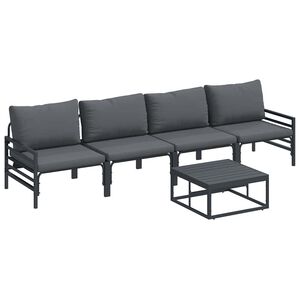 vidaXL Conjunto de Sof&aacute; de Jardim com almofada 5 pcs Preto A&ccedil;o