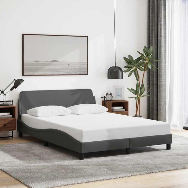 vidaXL Estrutura de cama Dover 140x200 cm tecido cinzento-escuro