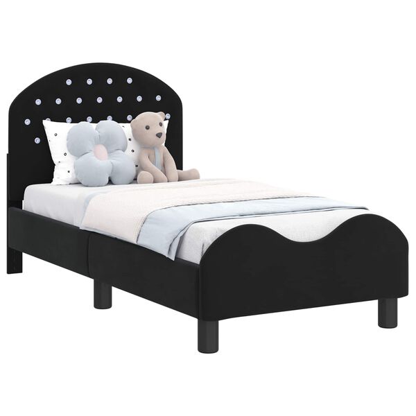 vidaXL Estrutura de Cama para Crian&ccedil;a com Cabeceira Preto 70 x 140 cm