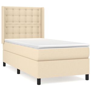 vidaXL Cama com molas/colch&atilde;o 90x190 cm tecido cor creme