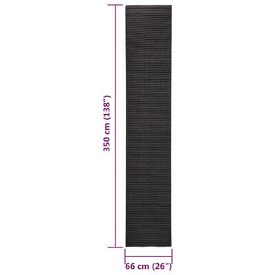 vidaXL Tapete de sisal para poste arranhador 66x350 cm preto