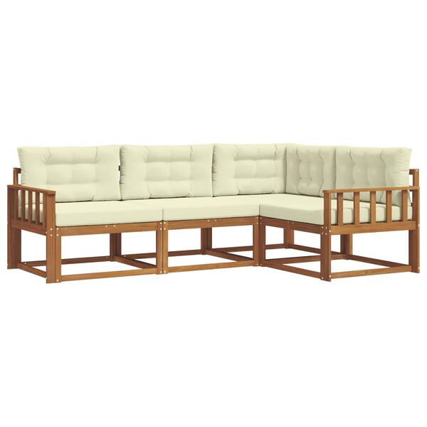vidaXL Conjunto de Sof&aacute;s para Exterior 4 pcs Natural e Creme