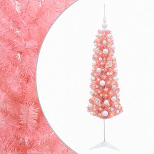 vidaXL &Aacute;rvore de Natal artificial estreita com bolas 120 cm 150 LED