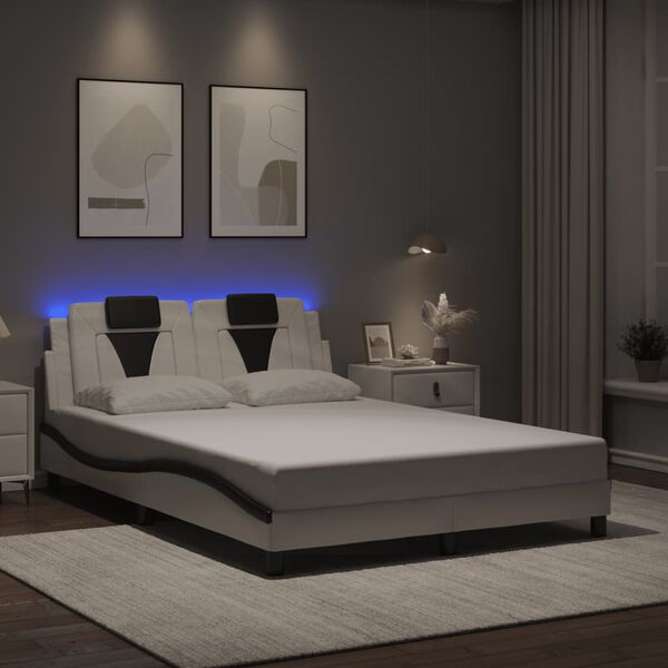 vidaXL Estrutura de cama Viana com LED sem colch&atilde;o 120x200cm branco/preto