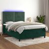 vidaXL Cama box spring c/ colch&atilde;o/LED 140x200 cm veludo verde-escuro