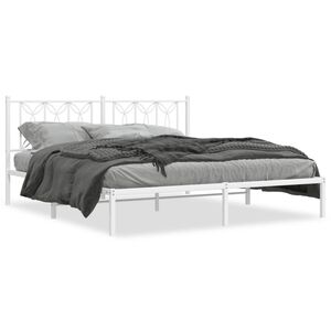 vidaXL Estrutura de cama com cabeceira 183x213 cm metal branco