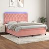 vidaXL Cama box spring c/ colch&atilde;o/LED 180x200 cm veludo rosa