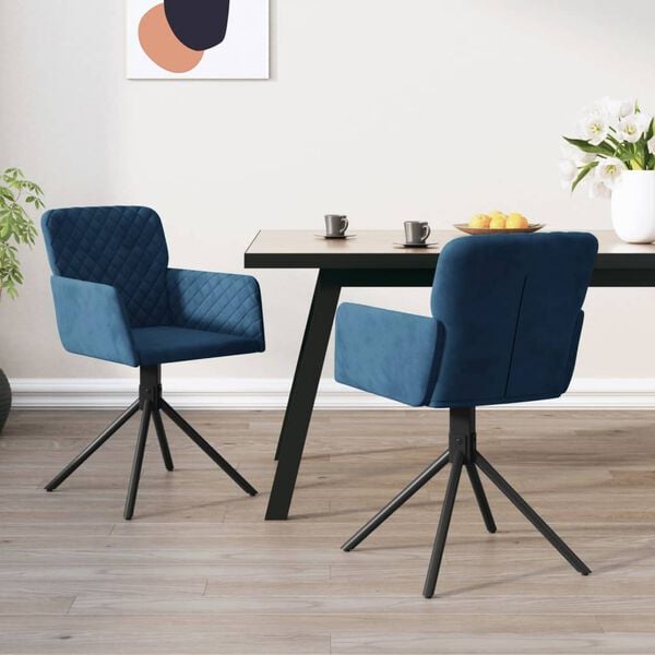 vidaXL Cadeiras de jantar girat&oacute;rias 2 pcs veludo azul