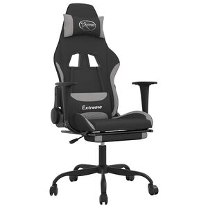 vidaxL Cadeira de gaming com apoio de p&eacute;s tecido Cinza e verde-claro