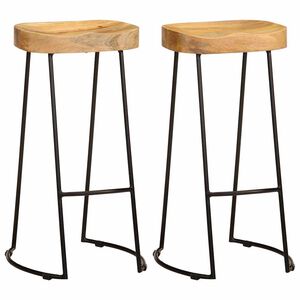 vidaXL Bancos de bar 2 pcs madeira de mangueira maci&ccedil;a