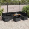 vidaXL Conjunto de Sof&aacute; de Jardim 9 pcs Preto vime PE