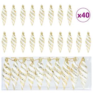 vidaXL Bola Espiral de Natal 40 unid. Ouro 3 x 11 cm Pl&aacute;stico LEDs