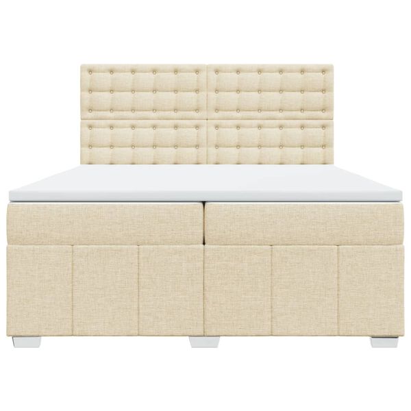 vidaXL Cama com molas/colch&atilde;o 200x200 cm tecido cor creme