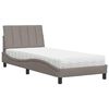 vidaXL Cama com colch&atilde;o Hanko 90x200 cm tecido cinzento-acastanhado