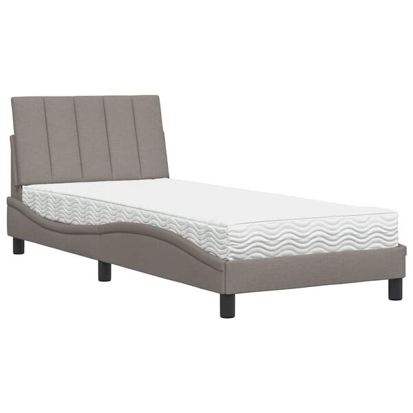 vidaXL Cama com colch&atilde;o Hanko 90x200 cm tecido cinzento-acastanhado