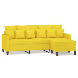vidaXL Sof&aacute; de 3 lugares com apoio de p&eacute;s 180 cm tecido amarelo-claro