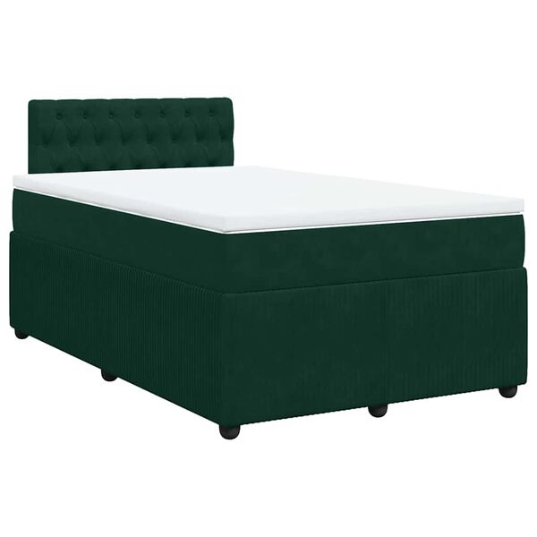 vidaXL Cama boxspring com colch&atilde;o 120x200 cm veludo verde-escuro