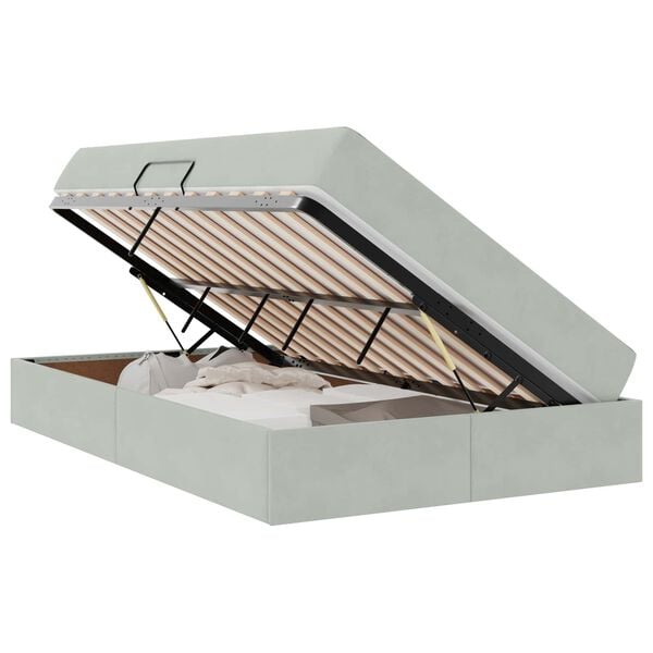 vidaXL Cama com arruma&ccedil;&atilde;o e colch&atilde;o Cinzento-claro 120 x 190 cm Veludo