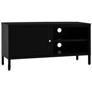 vidaXL M&oacute;vel de TV 90x30x44 cm vidro e a&ccedil;o preto
