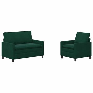 vidaXL Conjunto de Sof&aacute;s 2 unid. Verde-escuro Veludo